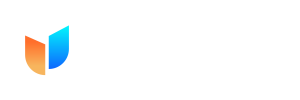 The image displays the word "udebito" in light grey text with a gradient orange-and-blue shield-like logo to the left of the text on a light background.